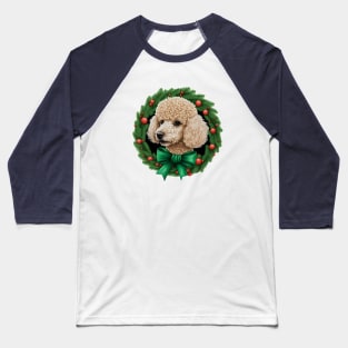 Poodle Dog in a Festive Wreath Frame Baseball T-Shirt